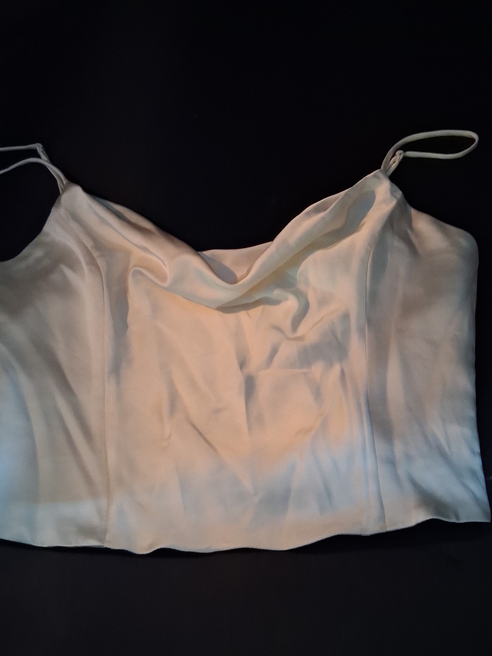 Zara Satin Cowl Neck Spaghetti Strap Cami - Cream